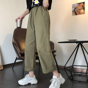 High Waist Wide Leg Cotton Casual Pants Womens Loose Slimming Nine Points Jeans Spring Autumn 2024 New Korean Style