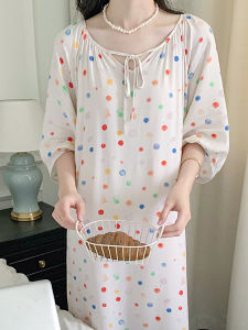 Lemon Color Thin Short Sleeve Noil Poplin Dress Plus Size French Simplicity White Mid-Length Skirt Womens Nightdress Summer