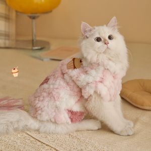 Warm Fleece Lined Cat Clothes Autumn Winter Pet Vest Doll Dog Small Size Winter Heating Clothes Cotton Material Daily Use
