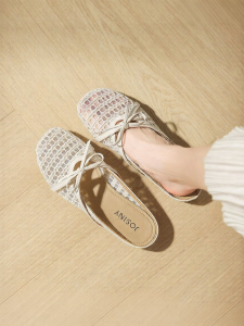Josiny | Lace Hollow Breathable French Style Bow Slippers