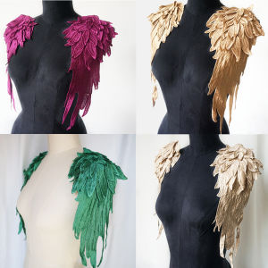 1 Pair Wing Design Lace Applique Patches for DIY Cloth Shoulder Bag Sewing Accessories Party Costume Feather Shape Embellishment