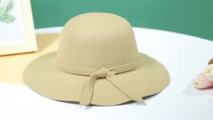 【COD&Local】Girls Fashion Cap Elegant Retro Pure Color Comfortable Big Eaves Bowknot Beach Hat