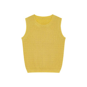 Round Neck Braided Knit Sleeveless Top For Women