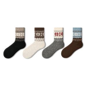 Tất Len Dày Ấm Áp Dài Đến Bắp Chân Cho Nữ Mùa Thu Đông Cổ Điển Kẻ Caro Dày Màu Đen Dài Đến Đầu Gối