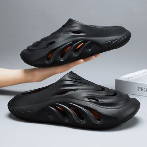 Flowllorss Mens Summer Outdoor Sandals Anti-Slip Thick Bottom Head Covering Half Slippers Driving Beach Shoes Comfortable EVA
