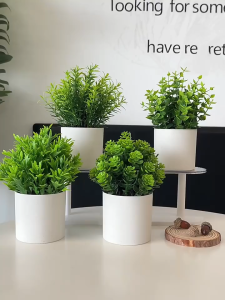 【Flower + pot】Artificial Babysbreath Flower Bonsai Small Simulated Pot Plants Fake Flowers Office Table Potted Ornaments Green Garden Decor