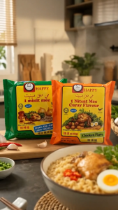 Happy Instant Mee Chicken & Curry Chicken Flavour | 2 Minute Halal Instant Noodles | Delicious Malaysian Instant Noodles (Pack of 2)