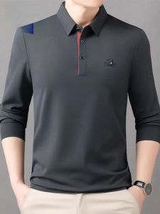 ROMON | Lomond Long Sleeve Polo Shirt Casual Dad Style Spring 2025 New Business Casual Turn-down Collar Top Mens T-shirt Base Layer Shirt