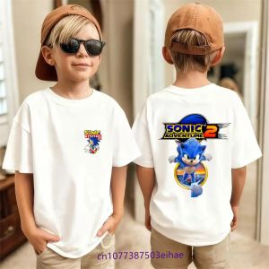Bandai | Sonic Cartoon Printed Kids T-Shirt Summer Short Sleeve Breathable Cotton Sports Style Casual Lightweight Childrens Top Shirt