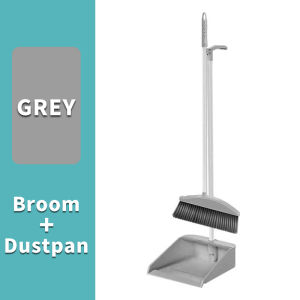 Broom and dustpan set 2-in-1 stainless steel long handle with comb teeth windproof floor cleaner cleaning tool