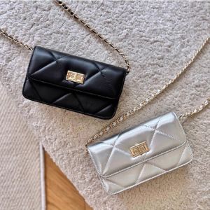 Elegant Mini Phone Bag Diamond Grid Chain Crossbody Bag Fashionable Single Shoulder Commuter Square Bag for Young Women