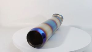Universal Car Muffler Exhaust Pipe Bass Sound Burnt Blue 385mm Long Titanium Auto Tail Muffler Tip Accessories