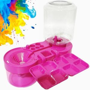 KEBIDUMEI 4-in-1 Automatic Paint Brush Rinser No Spill Water Recycle System With Palette Brush Holder Safe For Kids Classroom And Home Art Painting