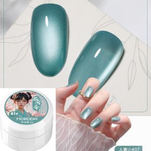 5ML Blue Glass Bead Cat Eye Gel Nail Polish Nude Pink Teal Magnetic Gel Polish Soak Off UV Silk Satin Effect Manicure Varnish Gy