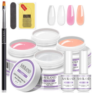 SAVILAND 4 Color Builder Nail Gel Clear White Pink Nude Soak Off UV Hard Nail Strengthener Extension Home Salon DIY