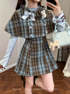 Preppy Style Gingham Faux Two-piece Dress