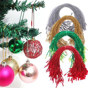 100Pcs 20CM Christmas Tree Ball Tag Ropes Ornaments Hanger String Ribbon Hook Precut with Snaps Locking for Xmas Label Lanyard