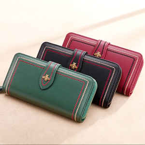 BANYANU Original Genuine Leather Women Wallet Anti RFID Large Capacity Ladies Long Card Holder Clutch Bag Black Green Color Birthday Gift