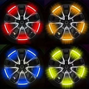 20pcs Reflective Wheel Hub Stickers - Luminous Tire Rim Decals for Enhanced Safety Fits Cars Motorcycles & Bicycles