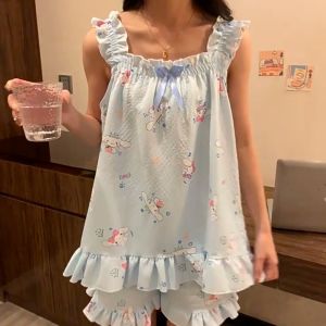 [ส่งเร็วพิเศษ!] 2025 รุ่นใหม่ชุดนอนเซ็กซี่ สาวอวบ ชุดนอน เสื้อมีฟองน้ำ+ผ้า ปิดตา  ชุดนอนเข้าชุดเด็กน่ารัก Baju Tidur Bayi ชุดนอนเด็ก + ชุดนอนเข้าชุดชุดนอนสั้น การ์ตูนน่ารักเสื้อยืดผ้าฝ้าย นอนผู้หญิง ชุดนอนเสื้อสายเดี่ยว