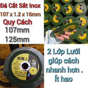 Hộp 50 Miếng Đá cắt sắt Inox 107x1.2x16mm màu xanh 2 lớp lưới