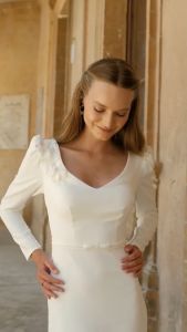 Mermaid Wedding Dress Modern Wedding Dress Crepe Wedding Dress Modest Wedding Dress