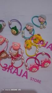 12 PCS KUNCIR IKAT RAMBUT ANAK KARAKTER KARTUN / IKAT RAMBUT ANAK PEREMPUAN