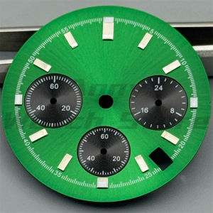 29.6MM Panda Dial with 6-Pin Pointer VK63 Quartz Movement Green Luminous Watch Accessories