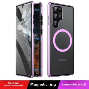 Full Cover Wireless Charging S24 Ultra S23 Ultra S25 plus Glass Lens Phone Case Anti Glare Dual Side Protection for Samsung