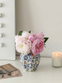 Chinese-Style Blue and White Porcelain Flower Vase. 