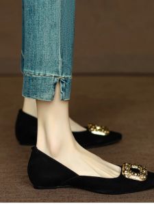 French Style Spring Autumn New Retro Thick Bottom Matte Pump Shoes for Women Leather Low Cut Single Shoes Party Flat Shoes