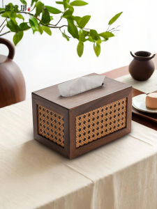 New 2025 Black Walnut Wooden Tissue Box Traditional Chinese Style Decorative Storage Box Desktop Decoration Drawn Tissue Box