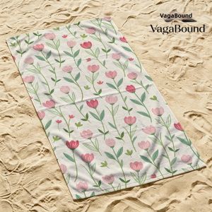 Khăn Tắm Biển Khô Nhanh Pink Tulip Doodle Siêu Nhẹ Thấm Hút Nhanh Siêu Thấm Hút Khăn Bơi Bằng Polyester Cần Thiết Cho Mùa Hè