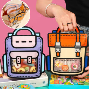 Dimoey ถุงบรรจุลูกอมคุกกี้รูปกระเป๋านักเรียนสูงสร้างสรรค์ 3/5 ชิ้น ถุงใส่เครื่องสำอางและขนมขบเคี้ยวปิดผนึก