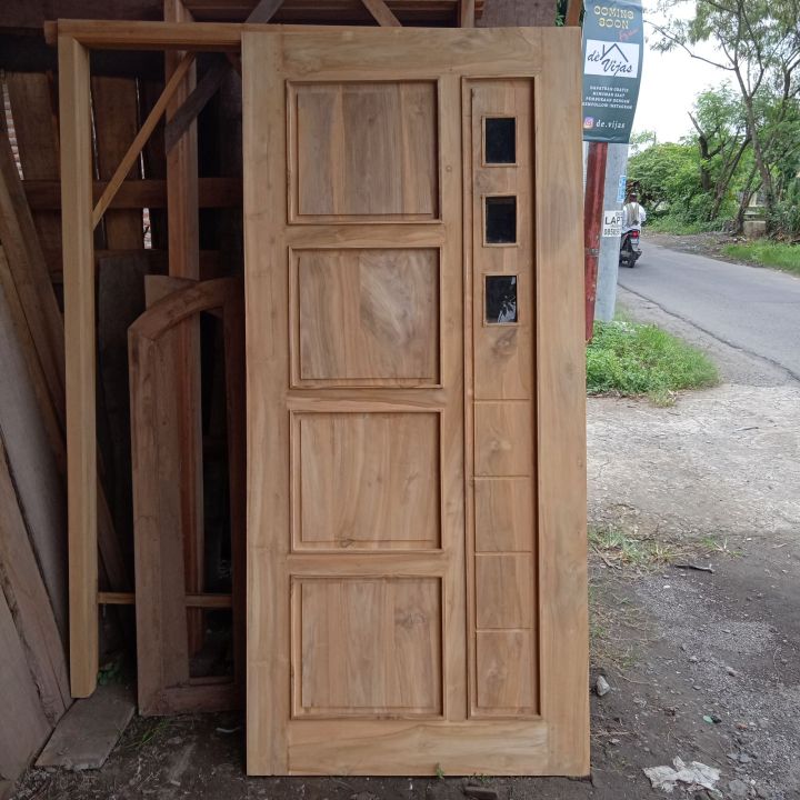 Daun Pintu Rumah Minimalis Motif Timbul Kayu Jati | Lazada Indonesia