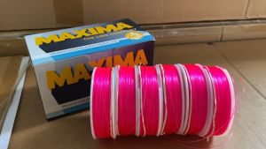 เอ็นตกปลา Maxima เอ็นแม็กซิม่า ม้วนเล็ก ยาว 100 เมตร ( สีชมพู )
