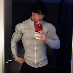 Dark Quick Drying Autumn And Winter Training Long Sleeved Mens Zipper Fitness Clothes Sports Tight Fitting Clothes