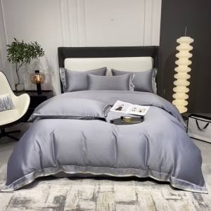 Bedsheet set with quilt bedsheet full set bedding sets bedding sets single bed sheet set light luxury high-grade 60 Tencel embroidery craft 床单三件套