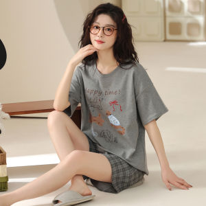 Miiow | Pure Cotton Summer Sleepwear Womens Short Sleeve Shorts Set Breathable Comfortable Casual Home Clothes MiiOW Cat Person