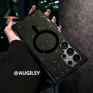 Luxurious Magnetic S24 Ultra Phone Case for S23FE Transparent Shockproof Protective Cover for S22+ S25Plus Anti-Fall Fairy Dust Design
