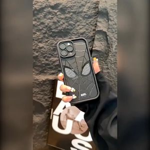 CASE Cocok untuk Casing iPhone 11 12 Pro 14 15 13 Pro Max 7 8 6 6 S Plus ampelas lubang Silikon Spider-man Eyes casing