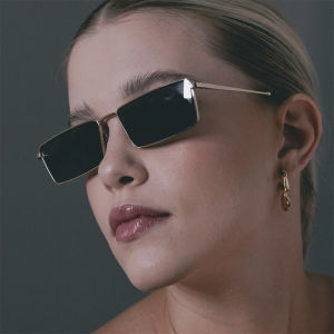 JN IMPRESSION Nhỏ thời trang kim loại Kính mát khung vuông Retro Châu Âu và mỹ cảm giác cao chụp ảnh đường phố dù để che nắng kính mát