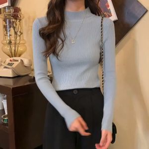 New Knitted Turtle Neck Long Sleeve Blouse