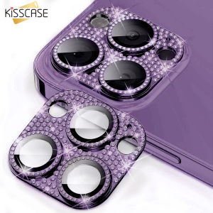 KISSCASE Glitter Rhinestone Camera Lens Protectors For iPhone 14 Pro Max 14Plus 13 Mini 12Pro 13Pro 11 Luxury Diamond Screen Protector Glass 1 Piece Pack