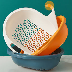 ตะกร้า ล้้างผักวงกลม ตะกร้าใส่ของมีหูเกี่ยว ตะกร้าเก็บของอเนกประสงค์ สินค้าพร้อมส่งในไทย