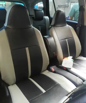 Sarung Jok Mobil Calya Sigra Full Set 3 Baris Bahan Kulit Sintetis Tahan air Bergaransi