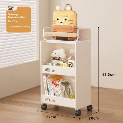 Sturdy Bookbag Storage Rack with Casters for Middle School Students Toy Organizer under Desk Shelf Three Layers Carbon Steel
