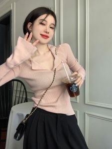HUOLISI | Polo Collar Long Sleeve Slim Fit Top