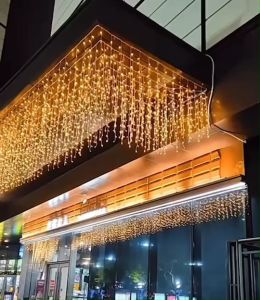 ไฟม่านหยดน้ำ led 100ดวง ยาว3เมตร ไฟประดับ ปรับไฟได้8โหมด สามารถปรับเป็นไฟไม่กระพริบ / ไฟกระพริบ