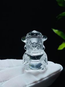 Natural yellow crystal white crystal God of wealth crystal transparent lifelike home must charm treasure ornaments gift baseSize: 40x25mm
